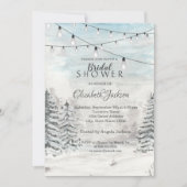 Woodland, Pine Trees, String Lights, Waterverf Kaart (Voorkant)