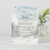 Woodland, Pine Trees, String Lights, Waterverf Kaart (Staand voorkant)