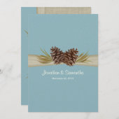 Woodland Pines Blauwe Bruiloft Kaart (Voorkant / Achterkant)