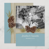 Woodland Pines Blauwe Bruiloft met Foto Kaart (Voorkant / Achterkant)