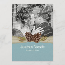 Woodland Pines Blauwe Bruiloft met Foto Kaart