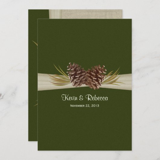 Woodland Pines bruiloft Kaart (Voorkant / Achterkant)