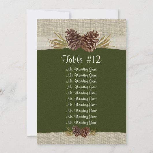 Woodland Pines Bruiloft Zittafel Plan Kaart (Voorkant)