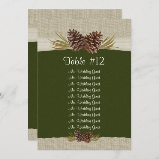 Woodland Pines Bruiloft Zittafel Plan Kaart (Voorkant / Achterkant)