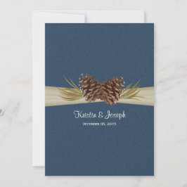 Woodland Pines Navy Blue Bruiloft Kaart