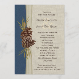 Woodland Pines Navy Blue Bruiloft Kaart