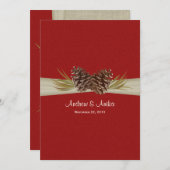 Woodland Pines rode bruiloft Kaart (Voorkant / Achterkant)