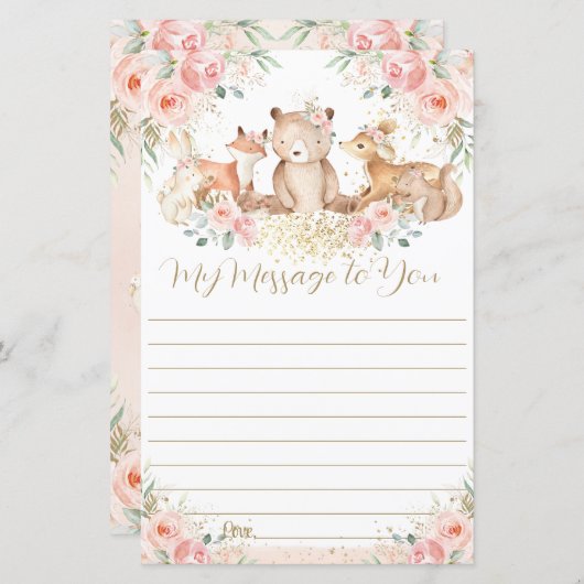 Woodland Pink Floral 1st Birthday Capsule Message (Voorkant / Achterkant)