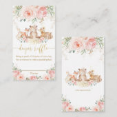 Woodland Pink Floral Baby shower Diaper Raffle   Informatiekaartje (Voorkant / Achterkant)