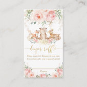 Woodland Pink Floral Baby shower Diaper Raffle   Informatiekaartje (Voorkant)
