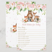 Woodland Pink Floral Well Wwish for Baby Kaart (Voorkant / Achterkant)
