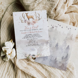 Woodland Pink Girl Deer Forest Baby shower by Mail Kaart