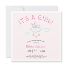 Woodland Pink Het is een Girl Bunny Baby shower