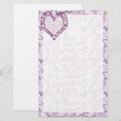Woodland Pink/Paars Camouflage Heart op Camo Briefpapier (Voorkant / Achterkant)