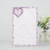 Woodland Pink/Paars Camouflage Heart op Camo Briefpapier (Staand voorkant)