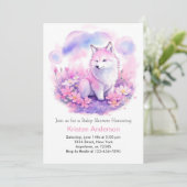 Woodland Pink Wolf Cub Baby shower Kaart (Staand voorkant)