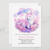 Woodland Pink Wolf Cub Baby shower Kaart (Voorkant / Achterkant)