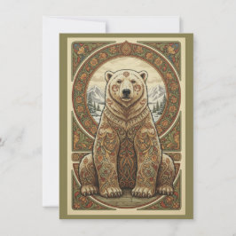 Woodland Polar Bear Art Flat Thank You Card Bedankkaart
