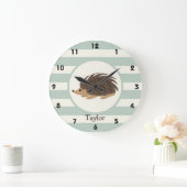 Woodland Porcupine, Egel; Light Sage Green Grote Klok (Huis)