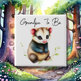Woodland Possum Opa wordt Baby shower Vierkante Button 5,1 Cm