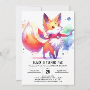 Woodland Printable Fox Verjaardag Kaart