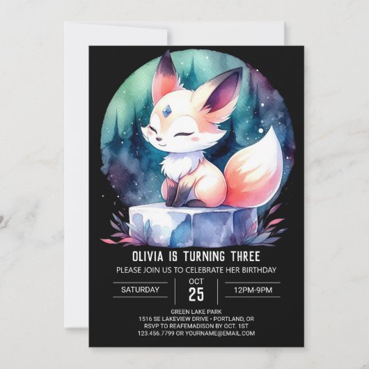 Woodland Printable Fox Verjaardag Kaart (Voorkant)