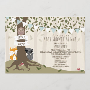 Woodland produceert Baby shower per post - Boy Kaart