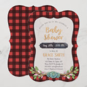 Woodland Pset Baby shower Invitation Kaart (Voorkant / Achterkant)