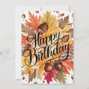 Woodland Pumpkin Autumn Herfst Happy Birthday Kaart