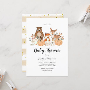 Woodland Pumpkin Baby shower Invitation Kaart