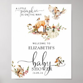 Woodland Pumpkin Herfst Baby shower Welkom Poster