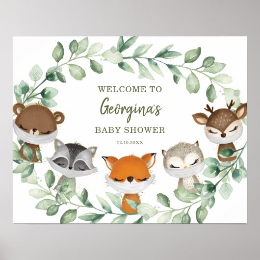 Woodland Quarantine Baby shower Parade Welcome Poster (Voorkant)