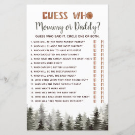 Woodland "Raad eens wie..." Baby shower game