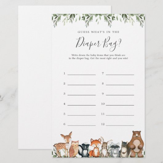 Woodland Raad wat er in de luiertas Kaart zit (Voorkant / Achterkant)