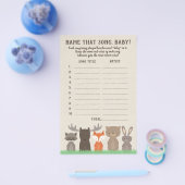 Woodland raadt de Baby Song Baby shower Game Kaart (Enkel)