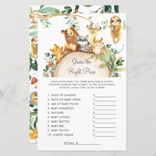 Woodland raadt de juiste prijs-Baby shower aan (Voorkant / Achterkant)