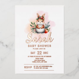 Woodland Rabbit Animal Baby shower Folie Uitnodiging