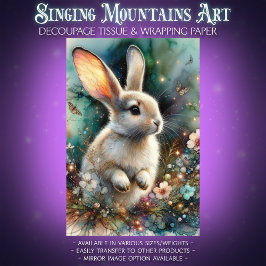 Woodland Rabbit CottageCore Bloemen Decoupage Tissuepapier