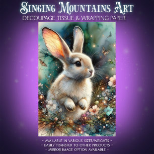 Woodland Rabbit CottageCore Bloemen Decoupage Tissuepapier