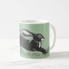 Woodland Rabbit Hare Green Rustic Animal Koffiemok