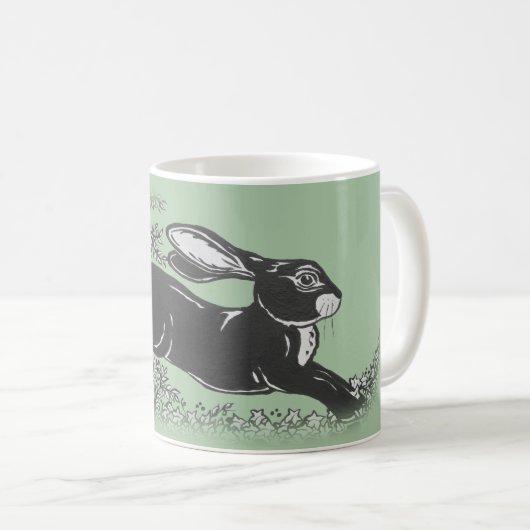 Woodland Rabbit Hare Green  Rustic Animal Koffiemok (Voorkant rechts)
