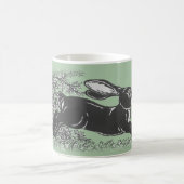 Woodland Rabbit Hare Green  Rustic Animal Koffiemok (Center)