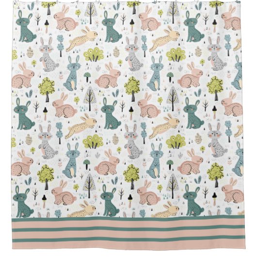 Woodland Rabbits  Douchegordijn (Voorkant)