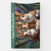 Woodland Rabbits Verjaardagsfeest Spandoek (Verticaal)