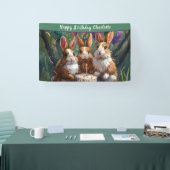 Woodland Rabbits Verjaardagsfeest Spandoek (Beurs)