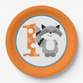 Woodland Raccoon 1st Birthday Boy Party Bord (Voorkant)