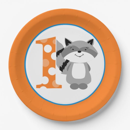 Woodland Raccoon 1st Birthday Boy Party Bord (Voorkant)
