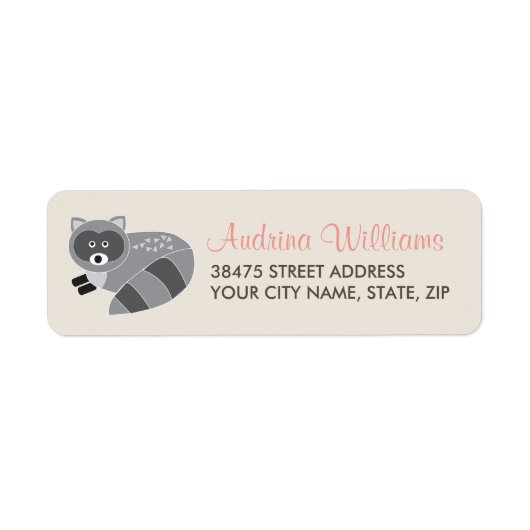 Woodland Raccoon Adres Label (Voorkant)