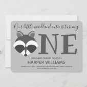 Woodland Raccoon Baby One First Birthday Kaart (Voorkant)