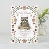 Woodland Raccoon Baby Shower Kaart (Staand voorkant)